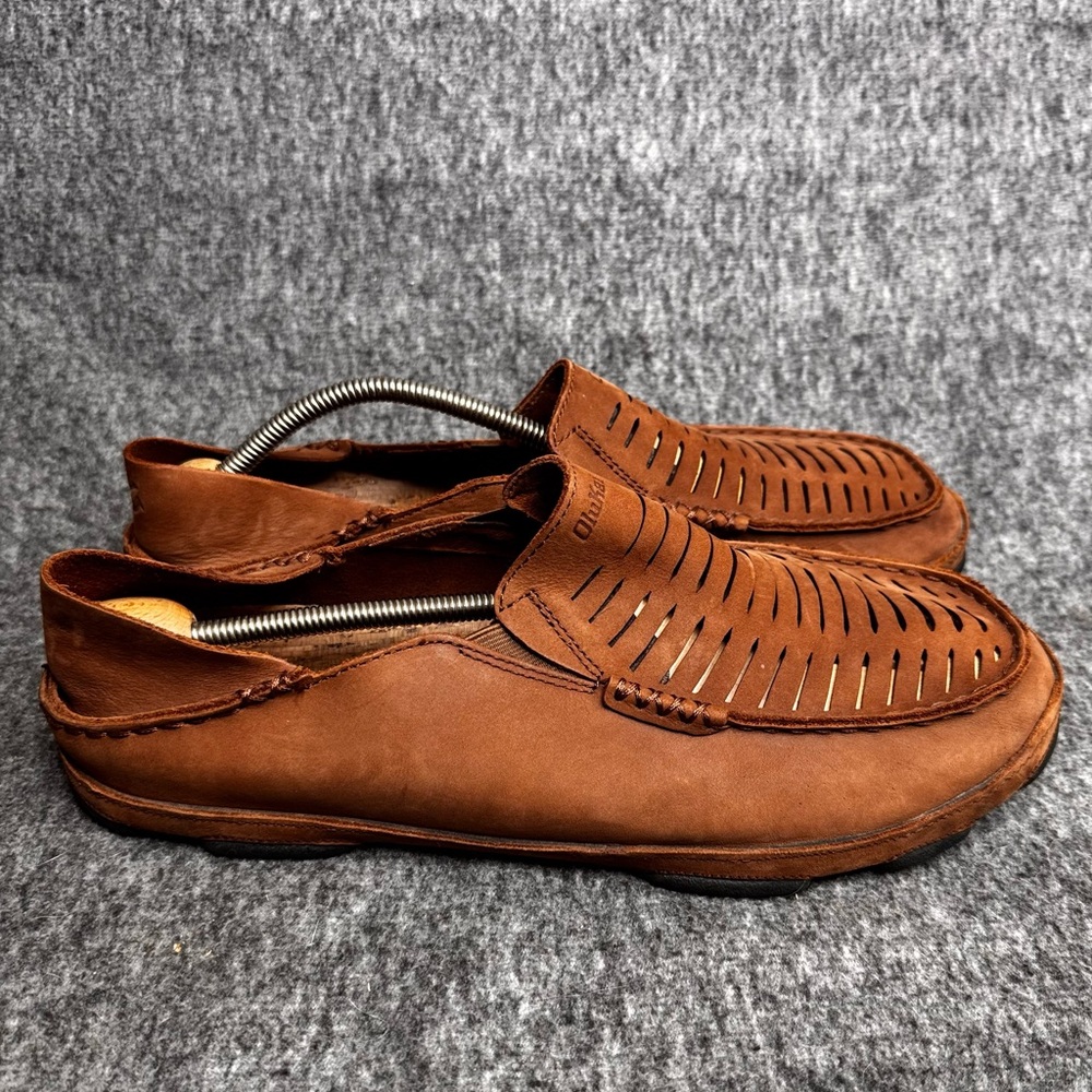 Olukai Moloa Kohana II Shoes Men's Size 13 Brown Leather Loafer Slip On